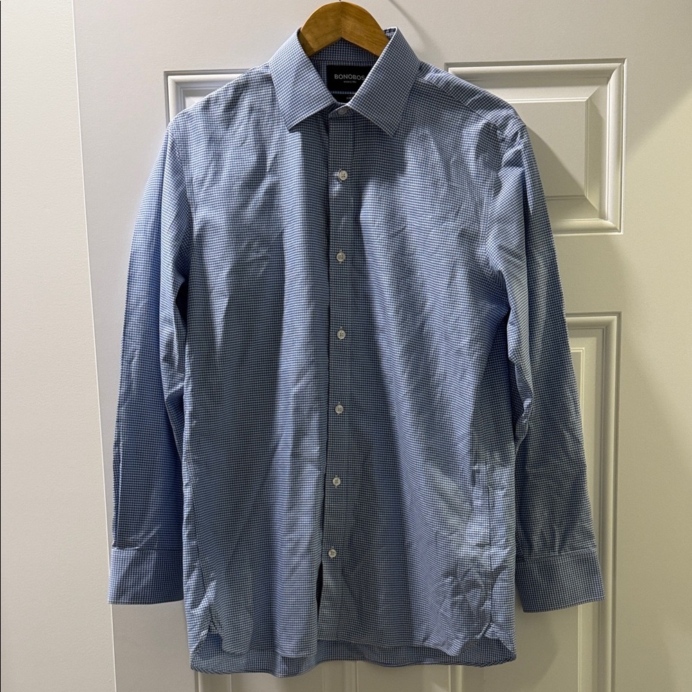 Bonobos Men's Light Blue Patterned Dress Shirt